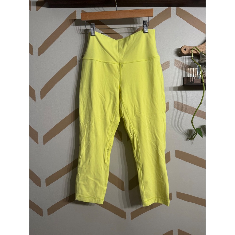 Lululemon Leggings Women 8 Yellow High Rise Crop Athletic W6BGHS